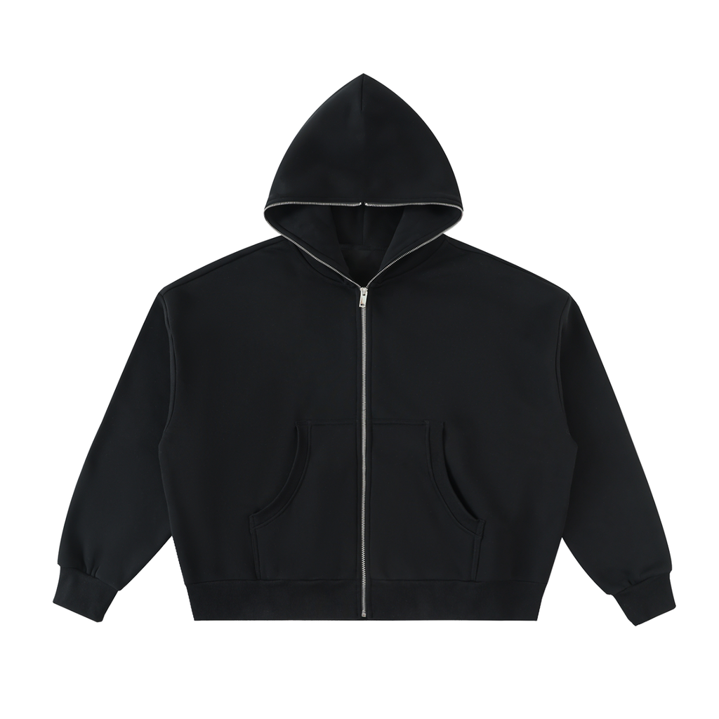 Fleeced Full-Zip Boxy Hoodie Men