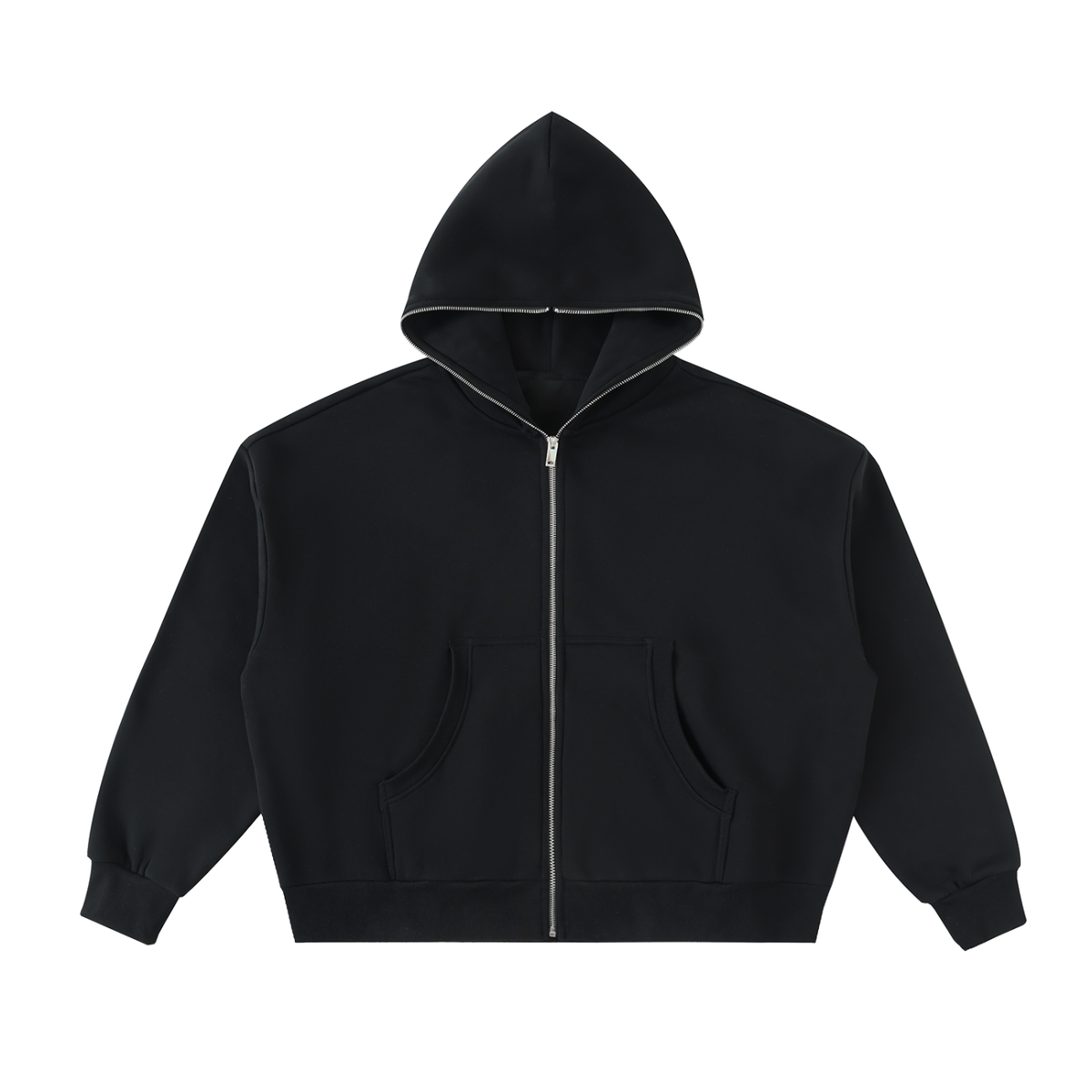 Fleeced Full-Zip Boxy Hoodie Men