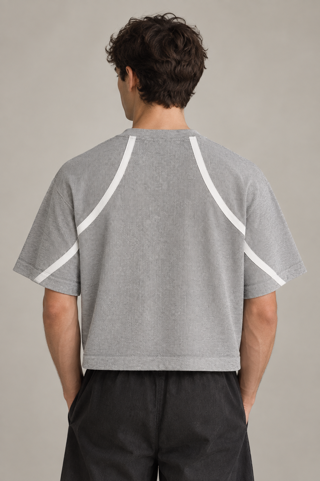 Unisex Color Block Waffle Boxy T-Shirt