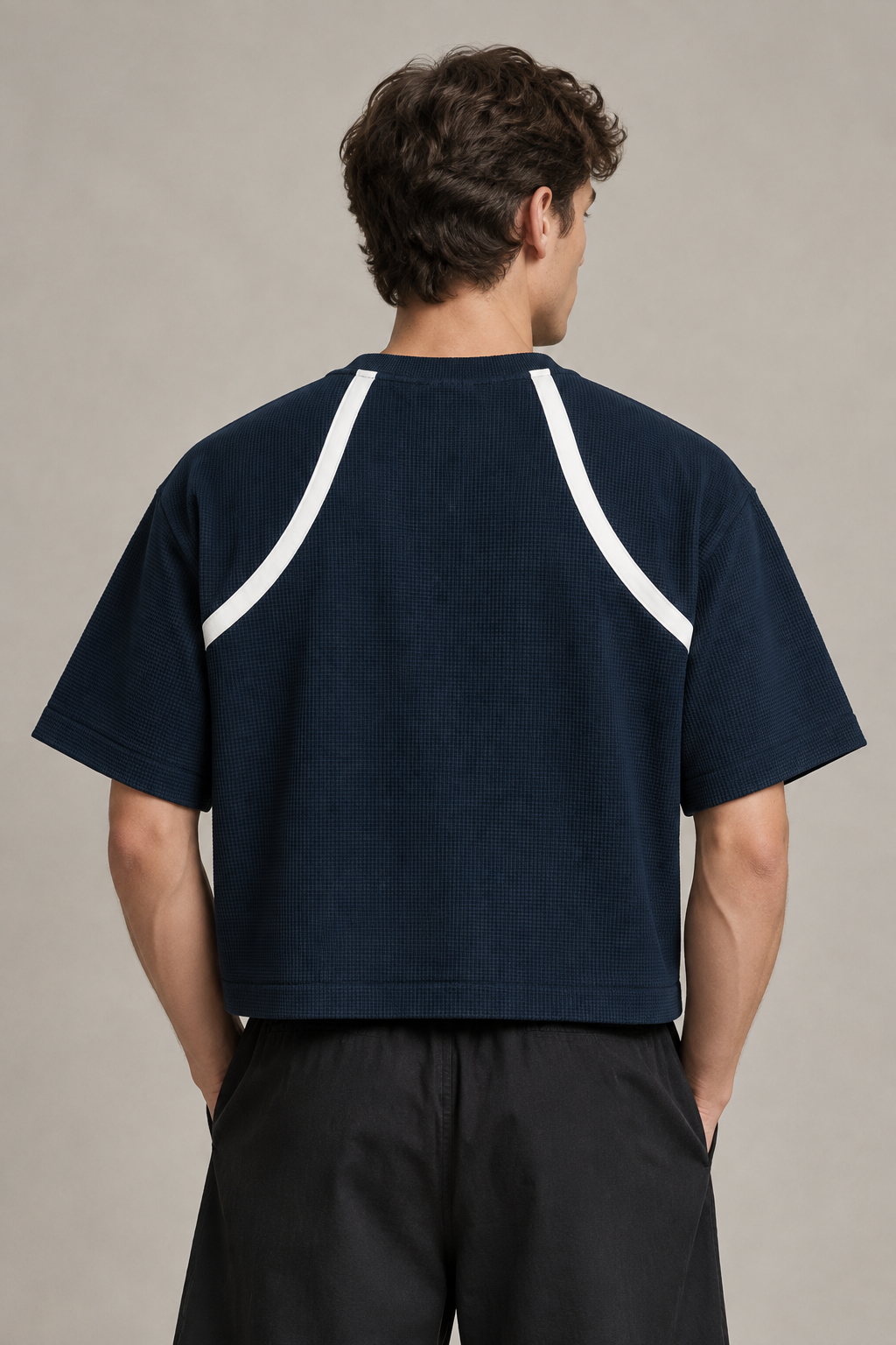 Unisex Color Block Waffle Boxy T-Shirt