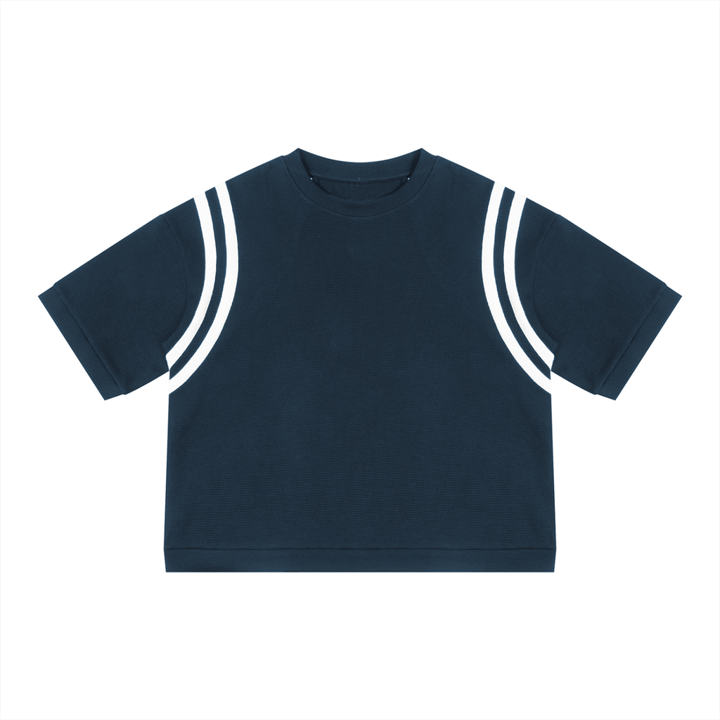 Unisex Color Block Waffle Boxy T-Shirt