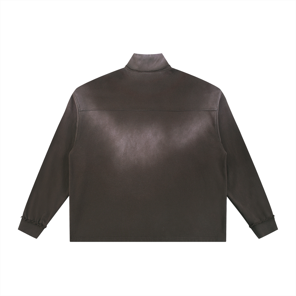 Sun Fade Raw Edge Quarter-Zip Sweatshirt