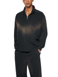 Sun Fade Raw Edge Quarter-Zip Sweatshirt