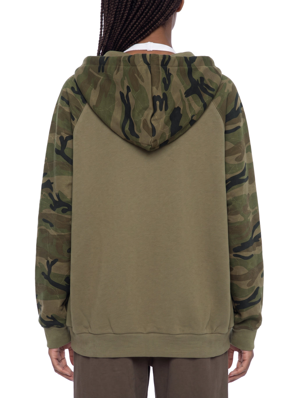 Unisex Camo-Splice Raglan Zip Hoodie