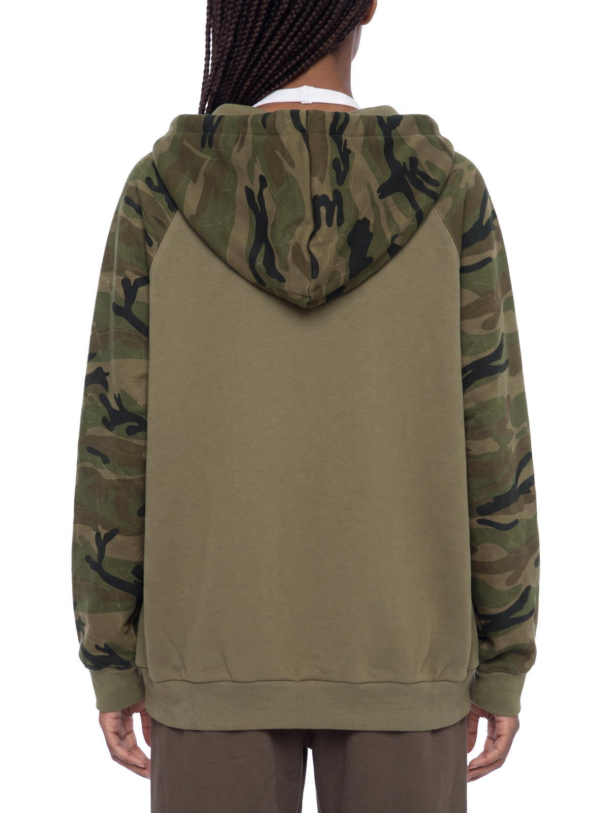 Unisex Camo-Splice Raglan Zip Hoodie