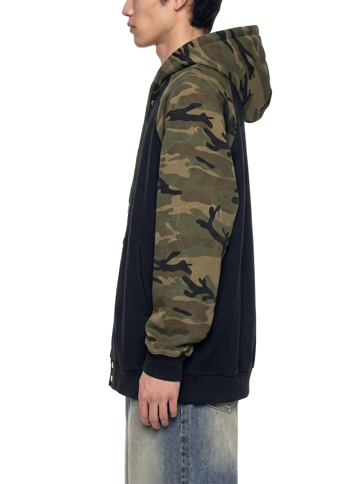 Unisex Camo-Splice Raglan Zip Hoodie