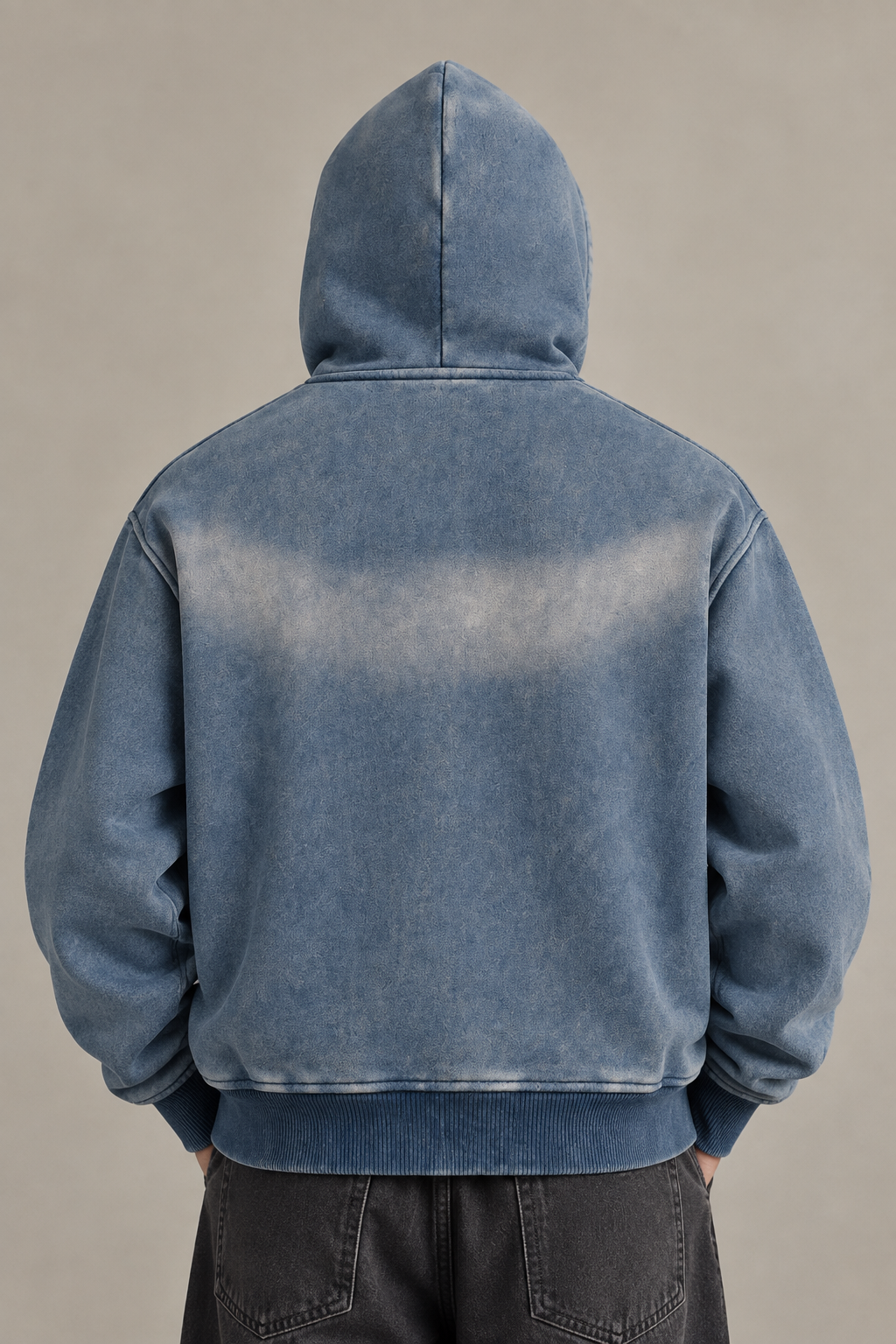 Sunfade Two-way Zipper Boxy Fleece Hoodie