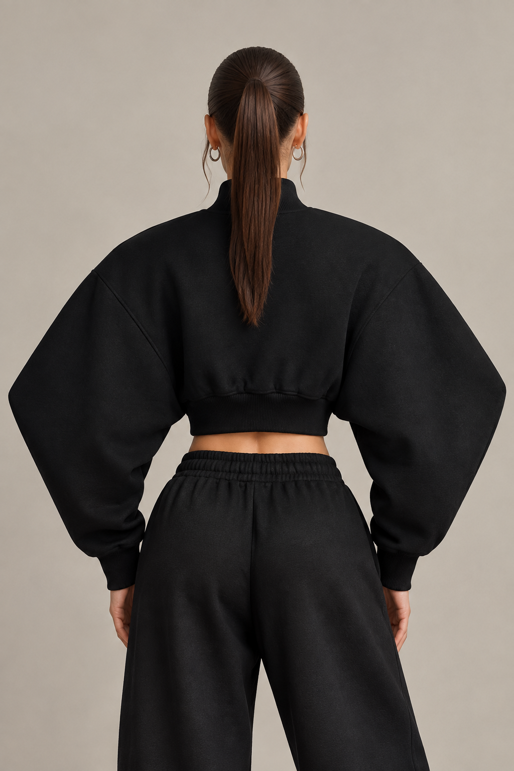 Women's Crop Mock Neck Sweatshirt